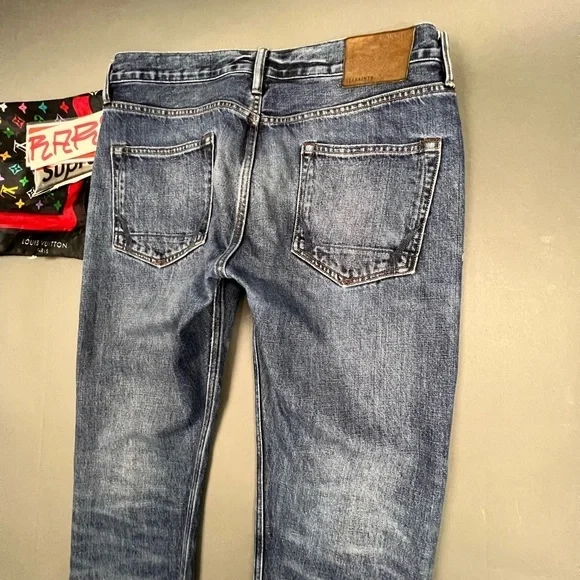 SOLD ARCHIVE 1 AllSaints Nash Iggy Fit Jeans Faded 34-36W Embroidered Denim - Picture 9 of 14